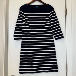 J. McLaughlin navy and White Striped Long Sleeve Dress